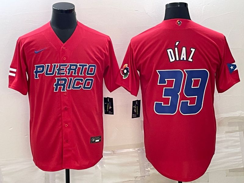 Men 2023 World Cub #39 Diaz Red Nike MLB Jersey8